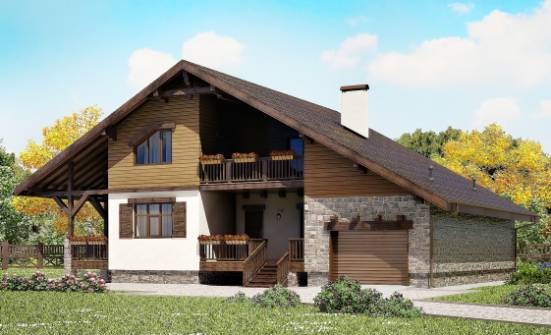 220-005-П Проект двухэтажного дома с мансардой, гараж, просторный дом из кирпича Невельск | Проекты домов от House Expert