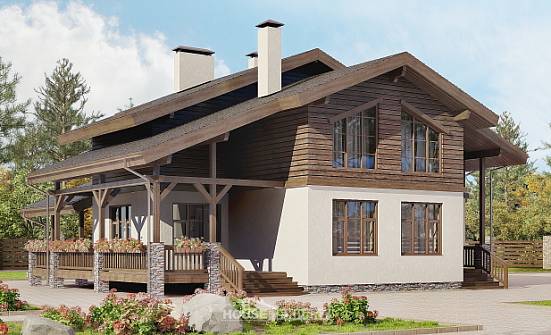 210-006-Л Проект двухэтажного дома мансардный этаж, классический коттедж из кирпича Южно-Сахалинск | Проекты домов от House Expert