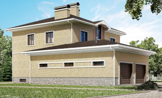 350-002-Л Проект трехэтажного дома, гараж, огромный дом из кирпича Холмск | Проекты домов от House Expert