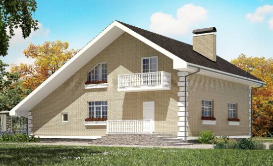 190-005-П Проект двухэтажного дома мансардой и гаражом, средний домик из газобетона Холмск | Проекты домов от House Expert