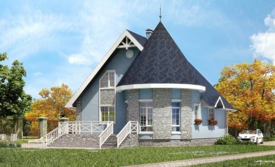 170-003-П Проект двухэтажного дома с мансардным этажом, уютный домик из теплоблока Оха | Проекты домов от House Expert