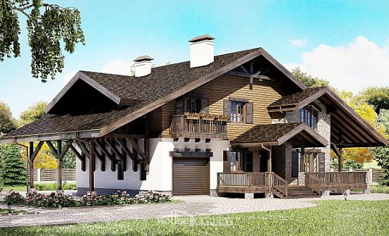 270-001-Л Проект двухэтажного дома с мансардным этажом и гаражом, простой коттедж из кирпича Южно-Сахалинск | Проекты домов от House Expert