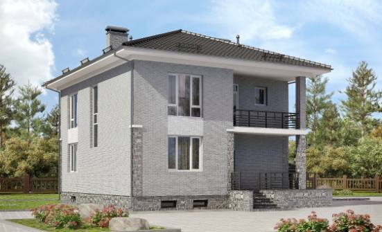 275-004-П Проект трехэтажного дома и гаражом, современный коттедж из кирпича Холмск | Проекты домов от House Expert