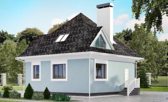 110-001-Л Проект двухэтажного дома мансардой, компактный коттедж из газобетона Поронайск | Проекты домов от House Expert