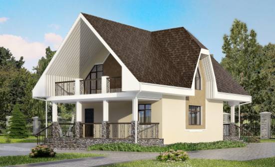 125-001-Л Проект двухэтажного дома мансардой, классический домик из теплоблока Холмск | Проекты домов от House Expert