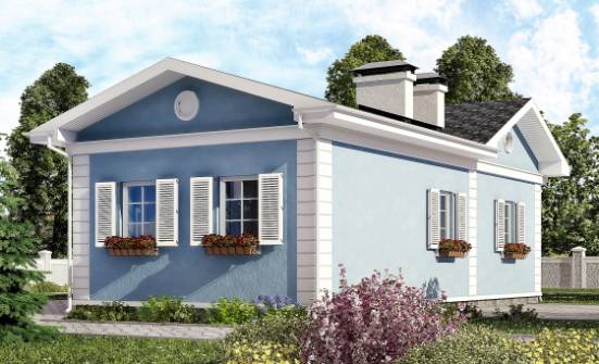 090-004-П Проект одноэтажного дома, бюджетный дом из пеноблока Холмск | Проекты домов от House Expert