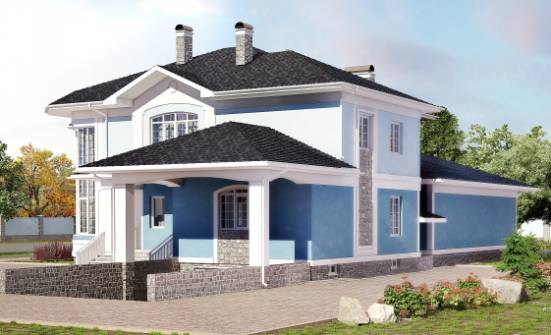 620-001-П Проект трехэтажного дома и гаражом, огромный загородный дом из поризованных блоков Холмск | Проекты домов от House Expert
