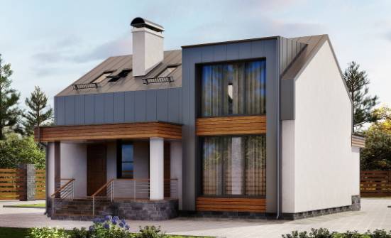 120-004-П Проект двухэтажного дома мансардный этаж, экономичный коттедж из газосиликатных блоков Оха | Проекты домов от House Expert