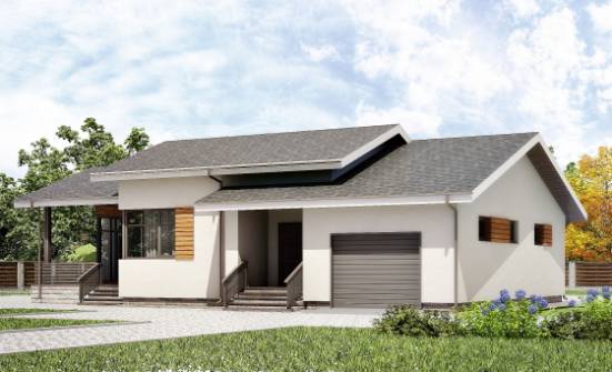 135-002-П Проект одноэтажного дома, гараж, красивый коттедж из керамзитобетонных блоков Поронайск | Проекты домов от House Expert
