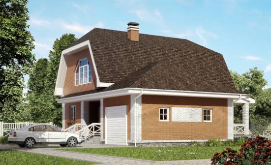 160-006-П Проект двухэтажного дома мансардой и гаражом, уютный коттедж из газобетона Поронайск | Проекты домов от House Expert