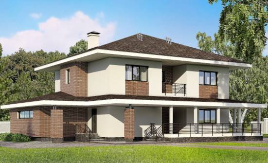 275-002-П Проект двухэтажного дома и гаражом, огромный домик из кирпича Холмск | Проекты домов от House Expert