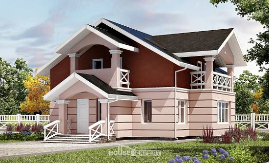155-009-Л Проект двухэтажного дома мансардой, классический загородный дом из газосиликатных блоков Южно-Сахалинск | Проекты домов от House Expert