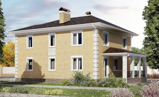 220-006-Л Проект двухэтажного дома, гараж, классический домик из теплоблока Поронайск | Проекты домов от House Expert