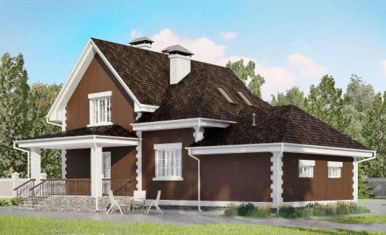 190-003-Л Проект двухэтажного дома с мансардным этажом, гараж, современный дом из блока Поронайск | Проекты домов от House Expert