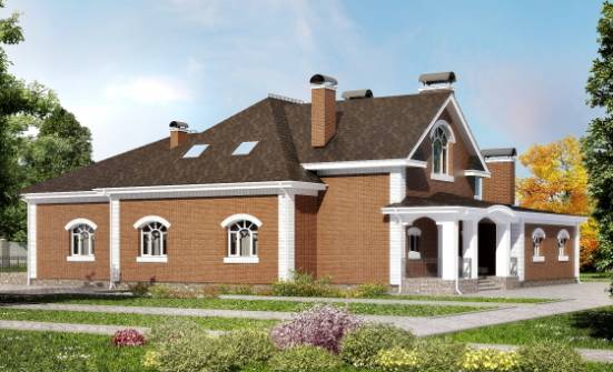 400-003-П Проект двухэтажного дома мансардой, классический загородный дом из поризованных блоков Невельск | Проекты домов от House Expert