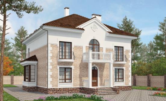 220-008-П Проект двухэтажного дома, красивый загородный дом из кирпича Южно-Сахалинск | Проекты домов от House Expert