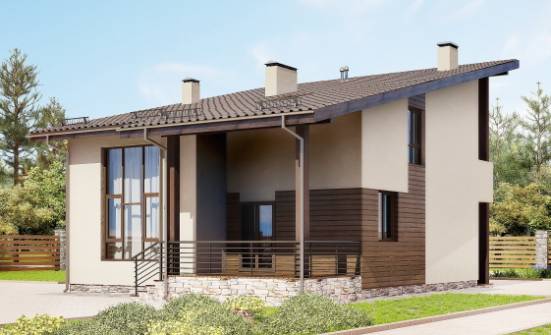 140-005-Л Проект двухэтажного дома мансардой, бюджетный домик из арболита Холмск | Проекты домов от House Expert