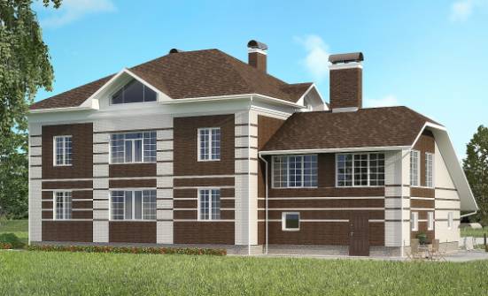 505-002-Л Проект трехэтажного дома и гаражом, просторный дом из кирпича Оха | Проекты домов от House Expert