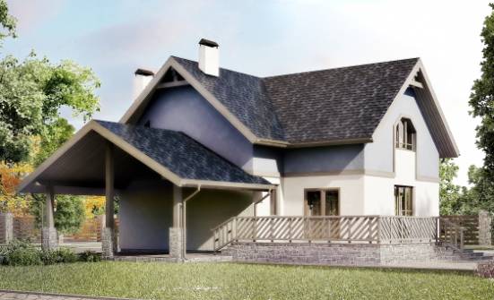 150-011-П Проект двухэтажного дома с мансардой, гараж, компактный дом из газосиликатных блоков Невельск | Проекты домов от House Expert