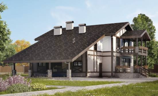 250-002-П Проект двухэтажного дома с мансардным этажом и гаражом, уютный дом из кирпича Оха | Проекты домов от House Expert