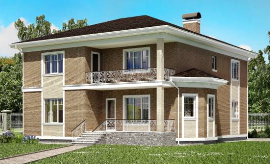 335-002-П Проект двухэтажного дома и гаражом, огромный дом из кирпича Поронайск | Проекты домов от House Expert