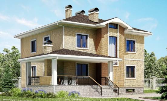 350-002-Л Проект трехэтажного дома, гараж, огромный дом из кирпича Холмск | Проекты домов от House Expert