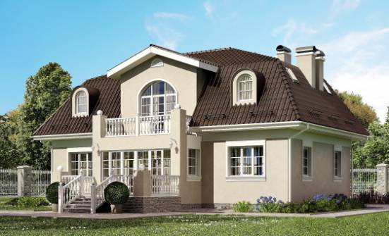 210-001-Л Проект двухэтажного дома мансардой, уютный дом из газобетона Невельск | Проекты домов от House Expert