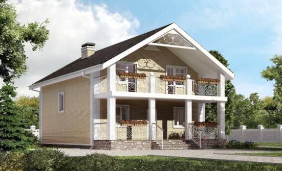 150-007-Л Проект двухэтажного дома с мансардным этажом, скромный домик из поризованных блоков Холмск | Проекты домов от House Expert