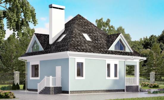 110-001-Л Проект двухэтажного дома мансардой, компактный коттедж из газобетона Поронайск | Проекты домов от House Expert