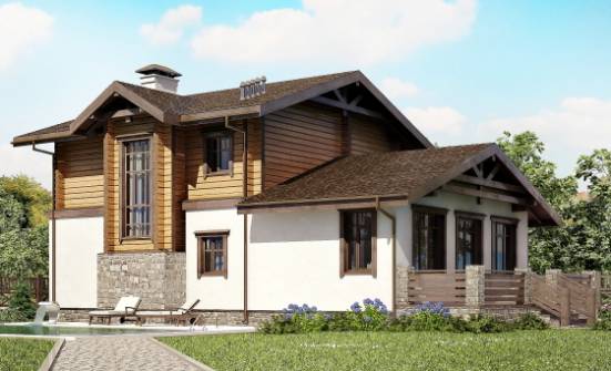 170-004-Л Проект двухэтажного дома с мансардой и гаражом, экономичный домик из пеноблока из дерева Холмск | Проекты домов от House Expert