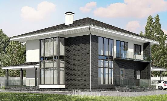 245-002-П Проект двухэтажного дома, гараж, классический дом из пеноблока Невельск | Проекты домов от House Expert