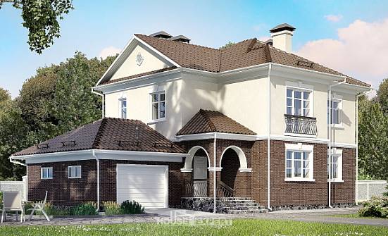 190-002-Л Проект двухэтажного дома, гараж, простой загородный дом из блока Холмск | Проекты домов от House Expert