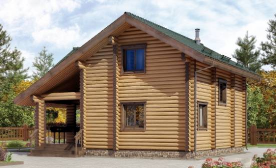 110-005-П Проект двухэтажного дома мансардой, доступный коттедж из бревен Южно-Сахалинск | Проекты домов от House Expert