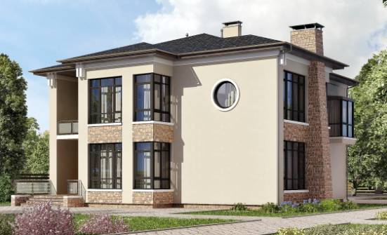 300-005-Л Проект двухэтажного дома, огромный коттедж из кирпича Оха | Проекты домов от House Expert