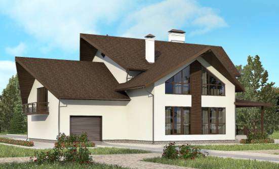 300-002-П Проект двухэтажного дома с мансардным этажом и гаражом, огромный домик из арболита Невельск | Проекты домов от House Expert