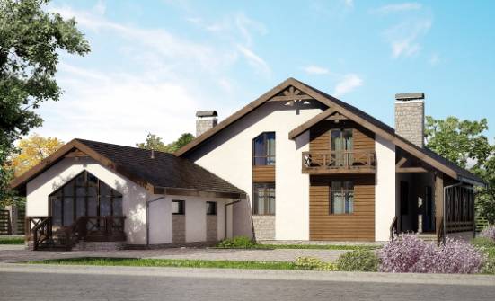265-001-П Проект двухэтажного дома с мансардным этажом, гараж, классический домик из газосиликатных блоков Невельск | Проекты домов от House Expert