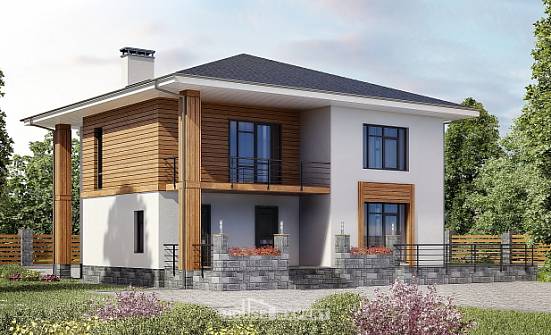 180-015-П Проект двухэтажного дома, простой коттедж из твинблока Поронайск | Проекты домов от House Expert