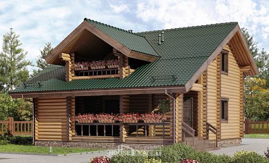110-005-П Проект двухэтажного дома мансардой, доступный коттедж из бревен Южно-Сахалинск | Проекты домов от House Expert