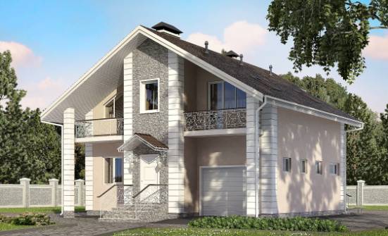 150-002-П Проект двухэтажного дома с мансардным этажом, гараж, недорогой коттедж из теплоблока Холмск | Проекты домов от House Expert