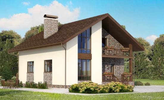 155-001-П Проект двухэтажного дома с мансардой, гараж, доступный дом из керамзитобетонных блоков Оха | Проекты домов от House Expert