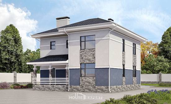 150-014-Л Проект двухэтажного дома, красивый коттедж из теплоблока Оха | Проекты домов от House Expert