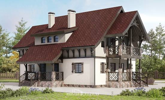 180-014-П Проект двухэтажного дома мансардный этаж, небольшой дом из арболита Оха | Проекты домов от House Expert