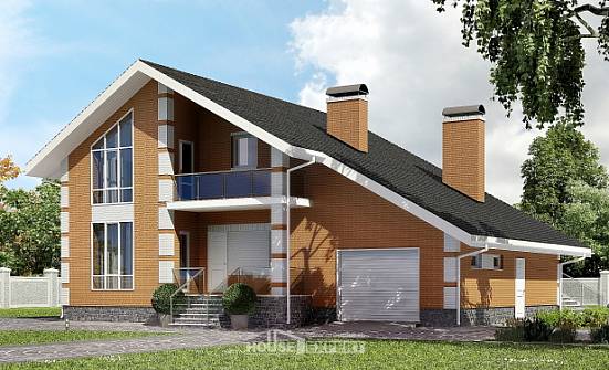 190-006-П Проект двухэтажного дома мансардой и гаражом, уютный коттедж из бризолита Невельск | Проекты домов от House Expert