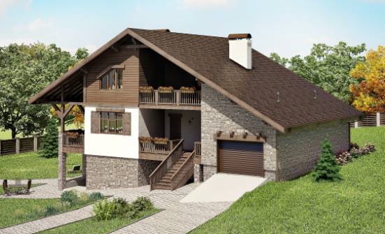 300-003-П Проект трехэтажного дома мансардой, гараж, современный загородный дом из кирпича Невельск | Проекты домов от House Expert