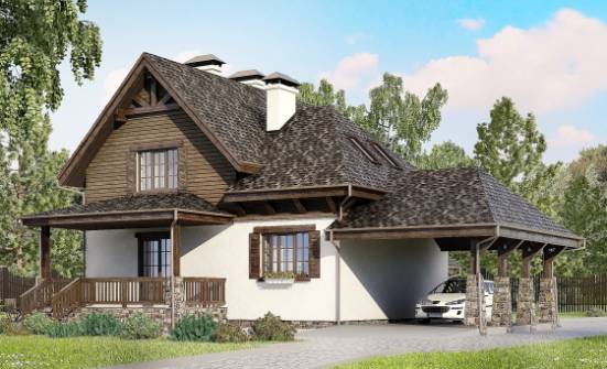 160-002-Л Проект двухэтажного дома с мансардой и гаражом, доступный дом из твинблока Южно-Сахалинск | Проекты домов от House Expert