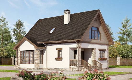 140-002-Л Проект двухэтажного дома с мансардой, небольшой дом из твинблока Оха | Проекты домов от House Expert