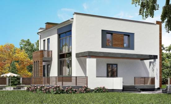 220-003-П Проект двухэтажного дома, гараж, классический домик из блока Поронайск | Проекты домов от House Expert