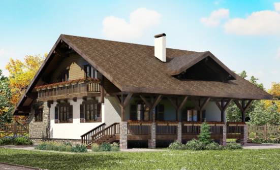 220-005-П Проект двухэтажного дома с мансардой, гараж, просторный дом из кирпича Невельск | Проекты домов от House Expert