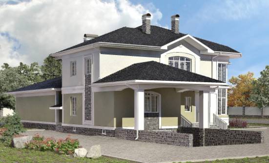 620-001-Л Проект трехэтажного дома и гаражом, современный загородный дом из бризолита Холмск | Проекты домов от House Expert