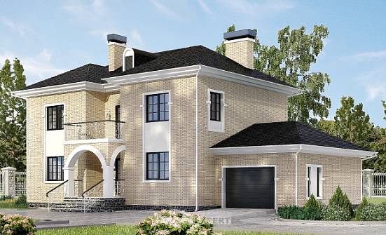 180-006-П Проект двухэтажного дома и гаражом, красивый загородный дом из кирпича Оха | Проекты домов от House Expert